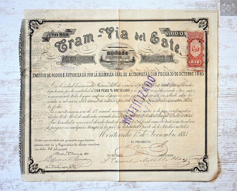 Uruguay, 1885 Tramway Share