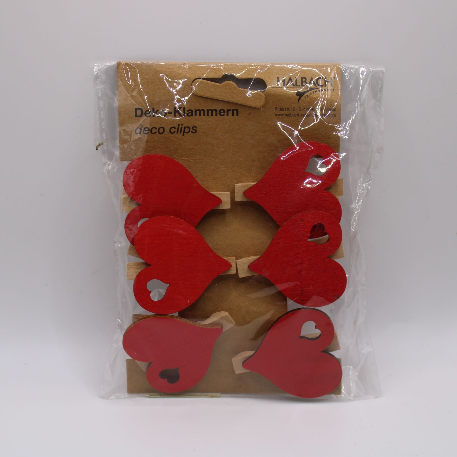 Set van 6 rode wasknijpers - hart