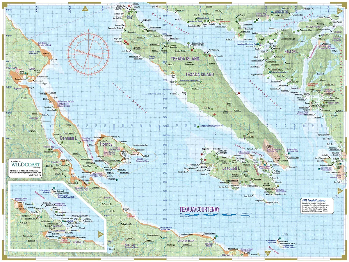 Wild Coast Publishing - 503 - Texada/Courtenay Inside Passage Chart Assistant