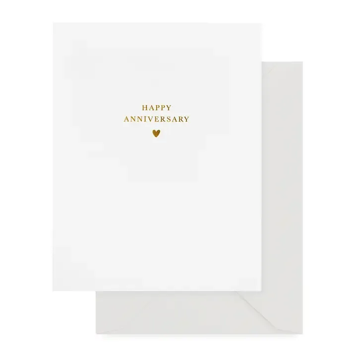 Happy Anniversary Gold Heart Letterpress Card