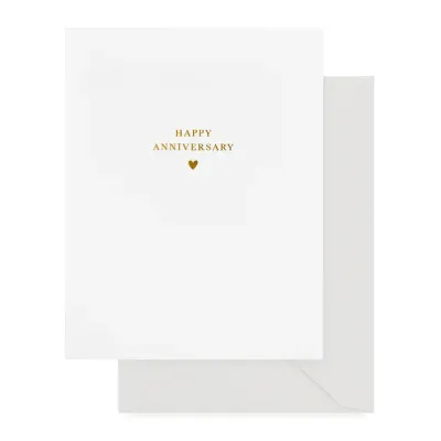 Happy Anniversary Gold Heart Letterpress Card