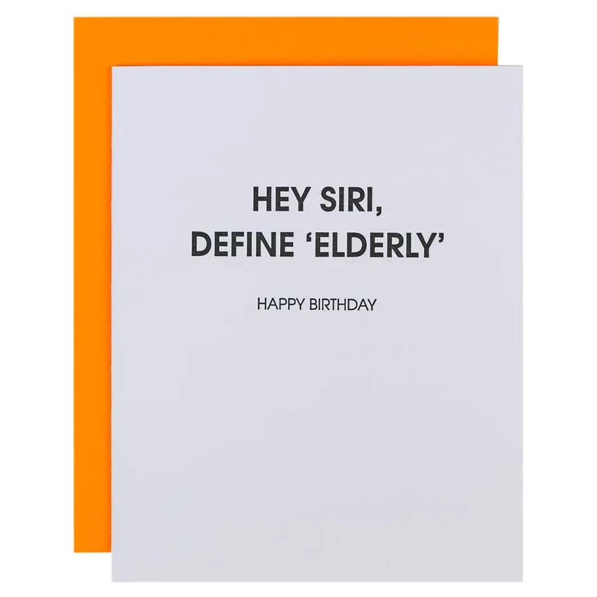 Siri Define Elderly Letterpress Card
