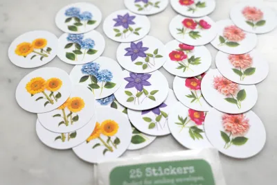 Round Flower Stickers (set of 25)