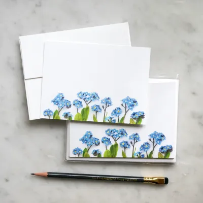 Blue Forget Me Not Flat Cards (pack of 8)