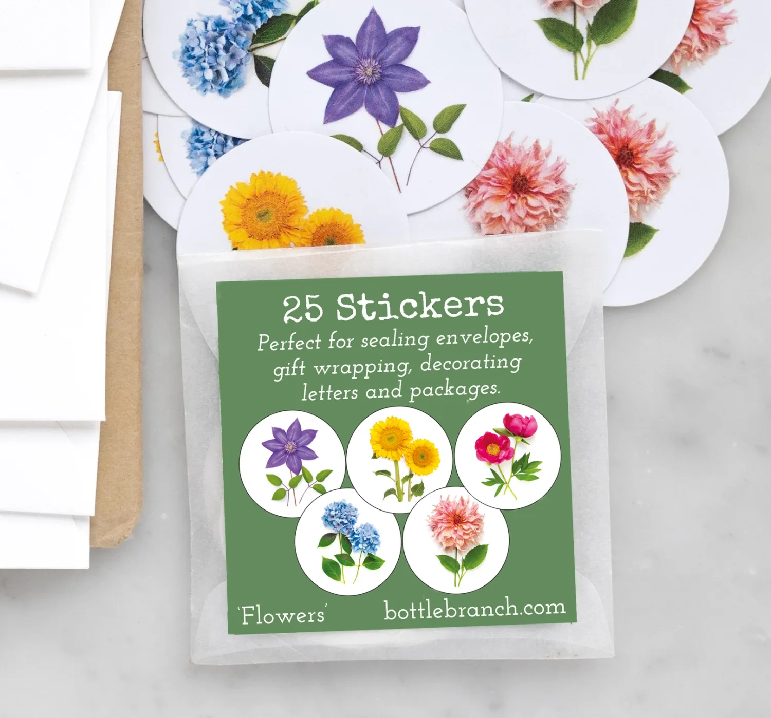 Round Flower Stickers (set of 25)