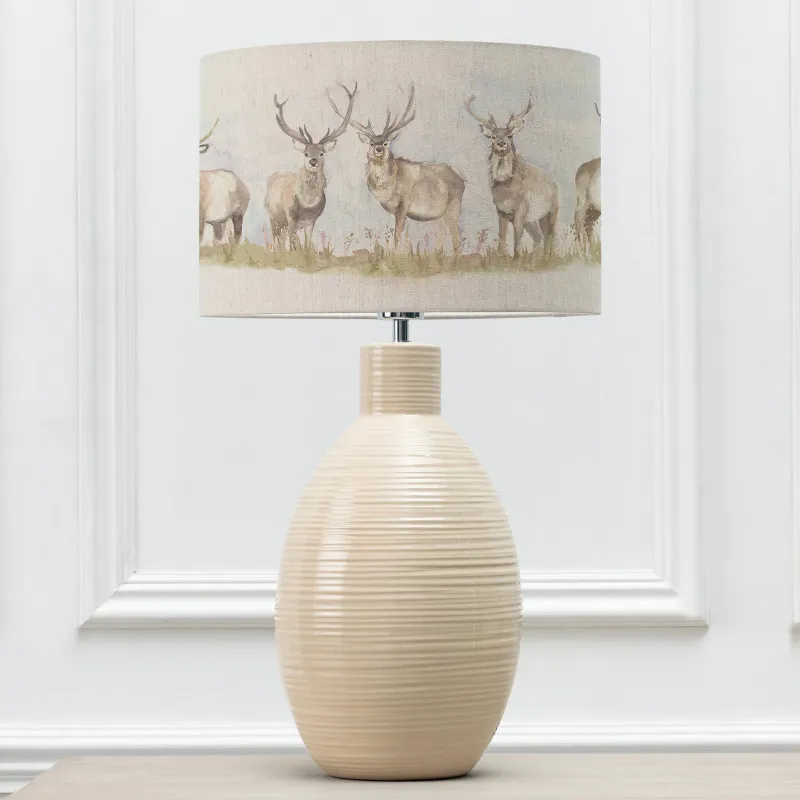 Moorland Stag Eva & Epona Complete Table Lamp Cream/Linen