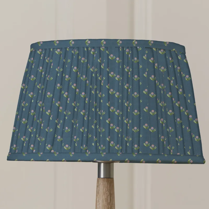 Raja Pleated Tapered Lamp Shade Denim