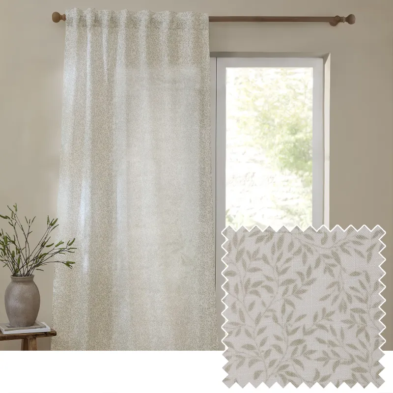 Perrie Leaf Sheer Woven Curtain Panel Natural