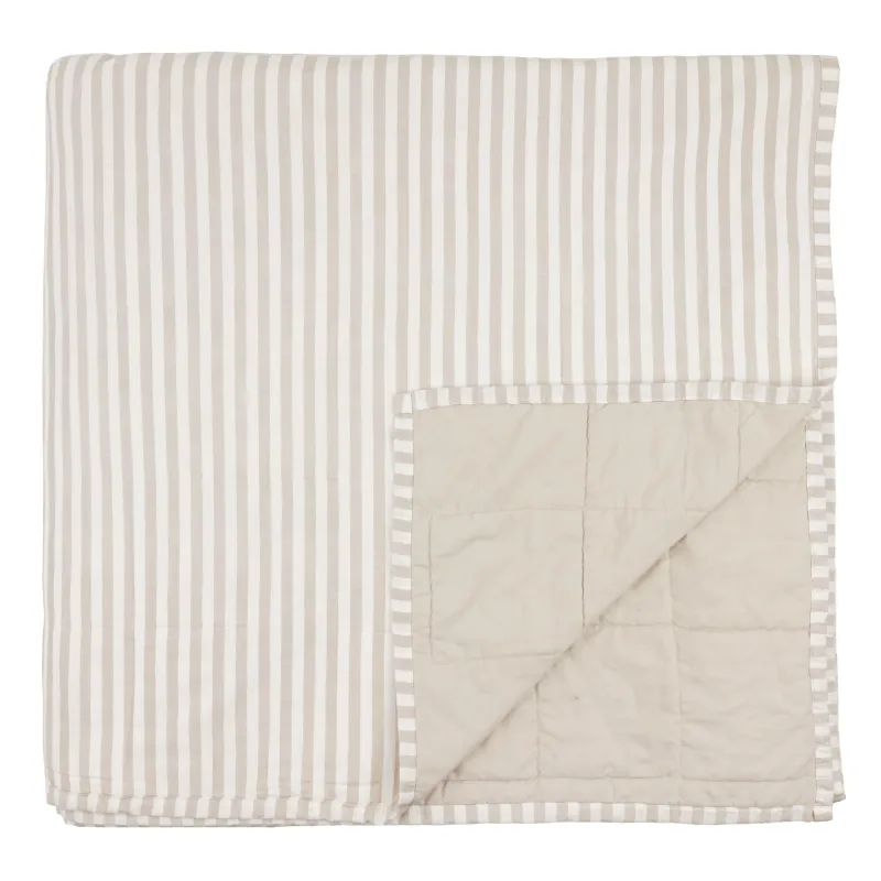 Hebden Quilted Stripe 100% Cotton Bedspread Natural/Stone