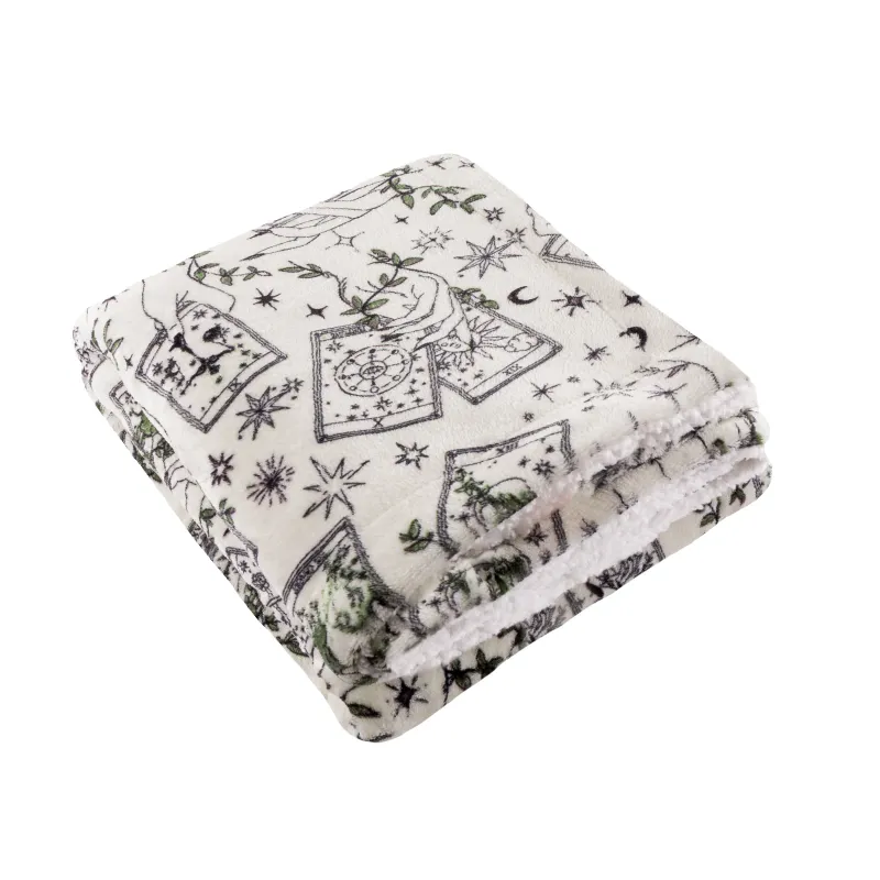 Celestial Stories Printed Sherpa Fleece Throw Green