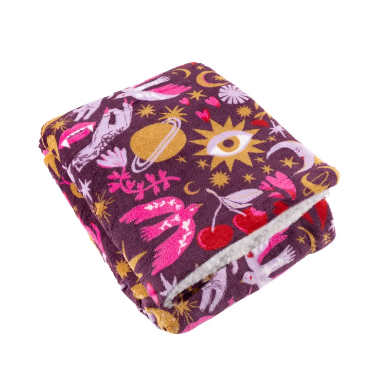 Enchanted Printed Sherpa Fleece Throw Pink