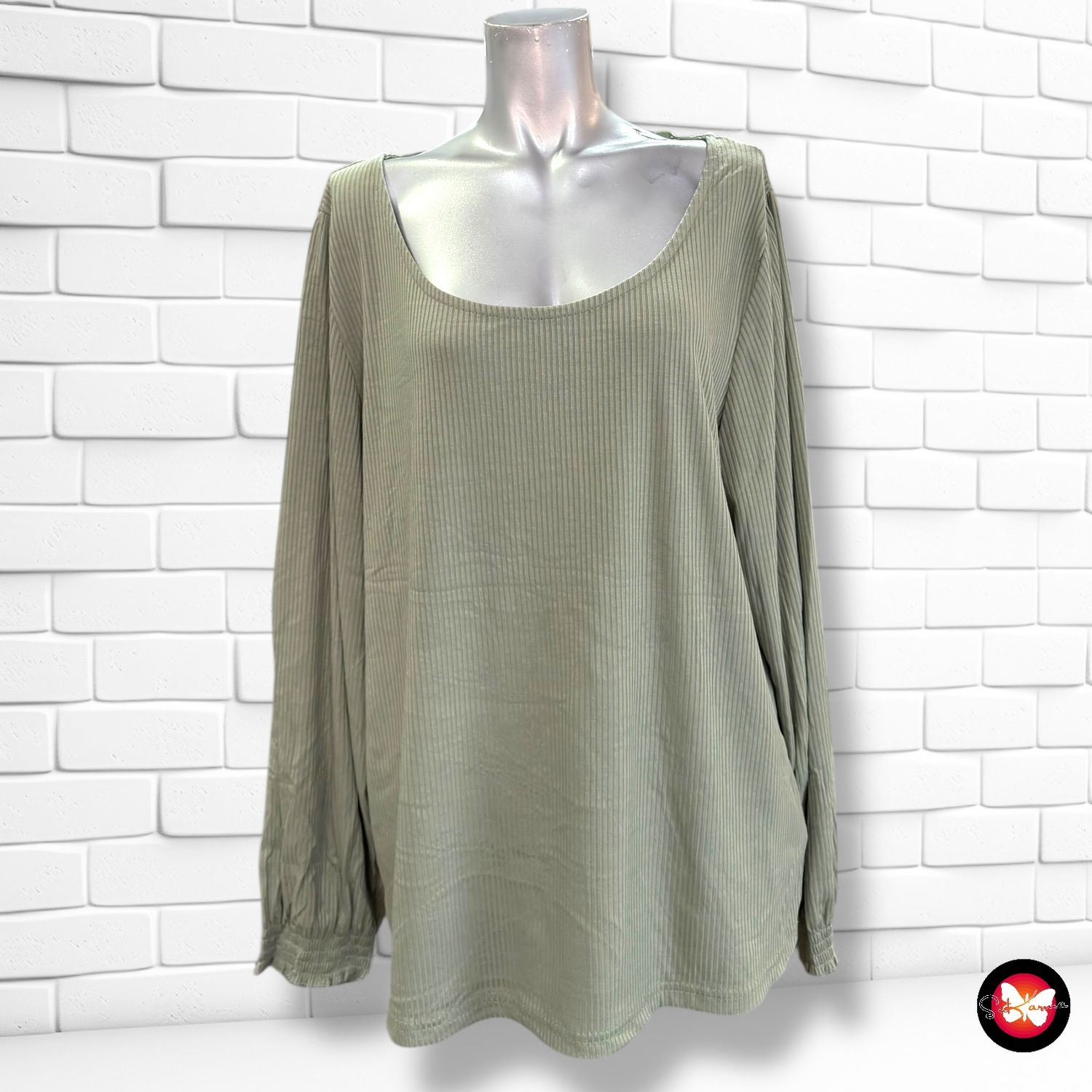 **HOY** Blusa de manga larga canalé JEAN PASCALE Talla XXL