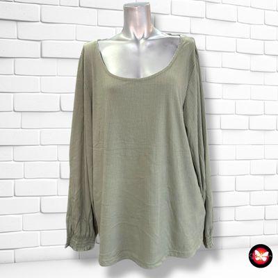 **HOY** Blusa de manga larga canalé JEAN PASCALE Talla XXL