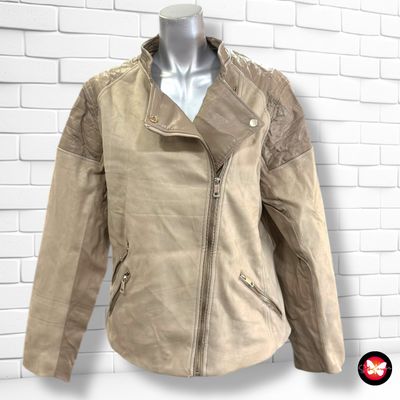 **HOY** Cazadora biker de antelina y piel sintética H&amp;M Talla 48