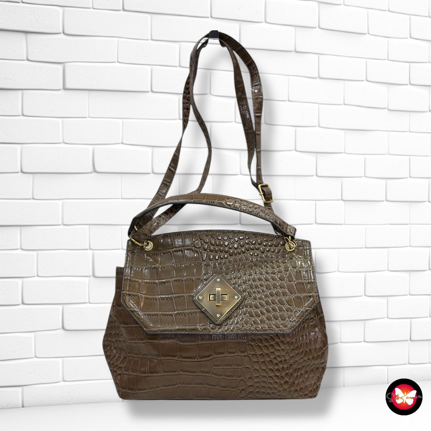 Bolso bandolera de piel sintética efecto cocodrilo