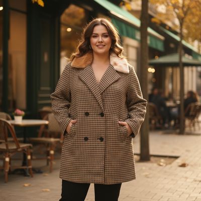 Blazer de paño con pelo SHEIN CURVE Talla 3XL