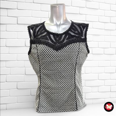 Blusa de noche sin mangas con encaje Talla XL (pequeña)