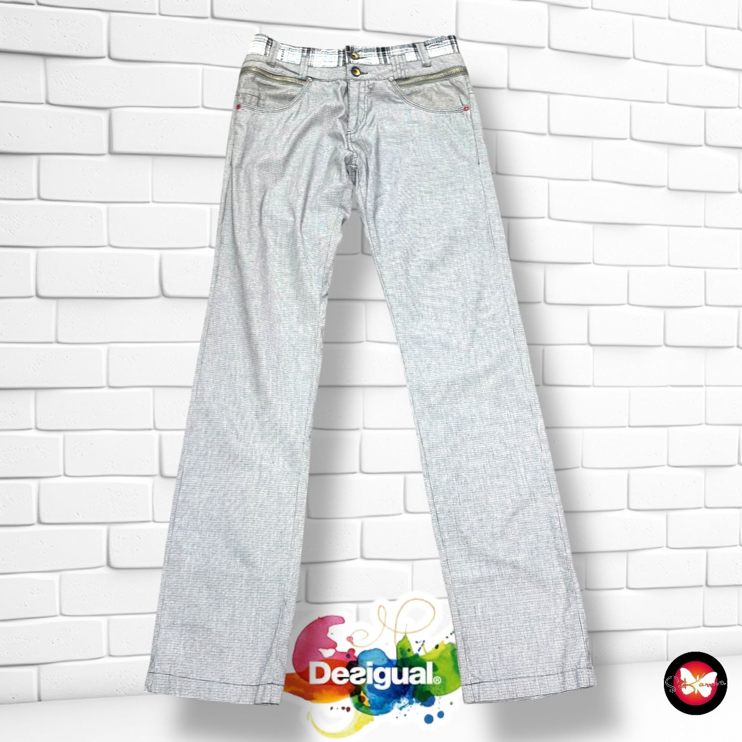 Pantalón vaquero de cuadritos DESIGUAL Talla L (W30)