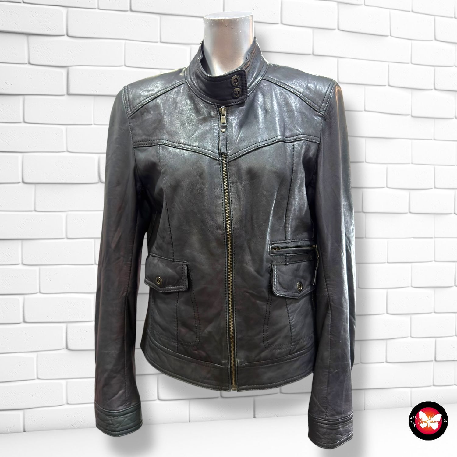 **HOY** Cazadora de piel bicolor Talla 36