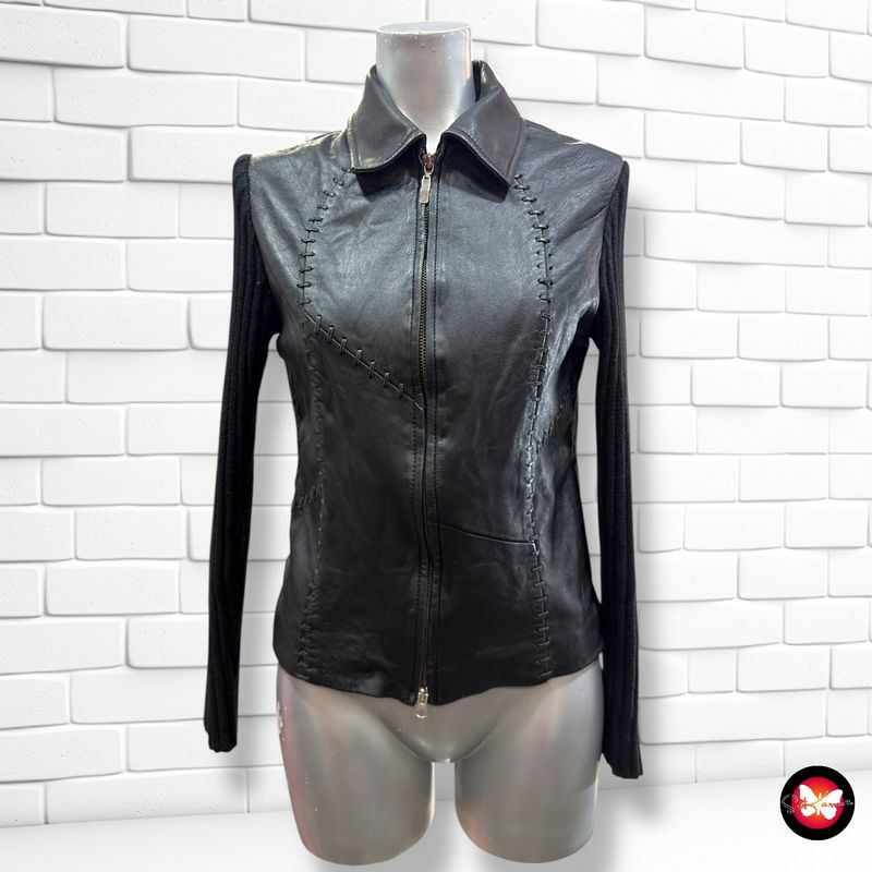 Cazadora de piel con mangas de punto DERIMOD Talla S