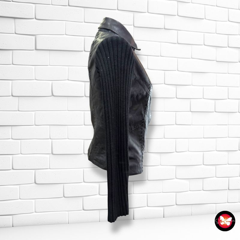 Cazadora de piel con mangas de punto DERIMOD Talla S