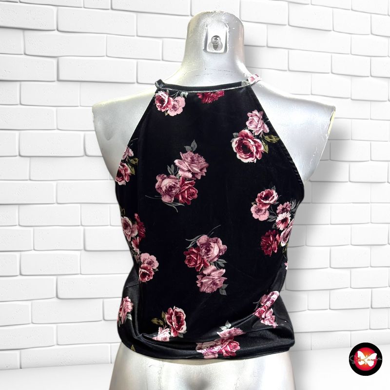 Blusa cropped de terciopelo con flores NEW LOOK Talla 14-15 años
