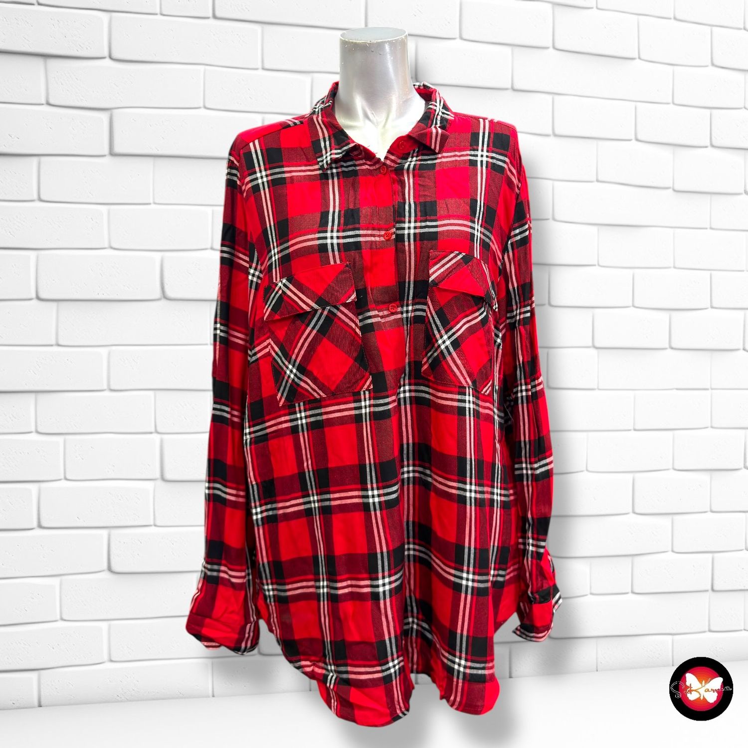 **HOY** Camisa de manga larga de cuadros JANINA Talla 46