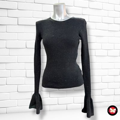 Jersey de manga larga canalé con lurex verde CLOCKHOUSE Talla S