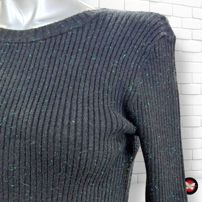 Jersey de manga larga canalé con lurex verde CLOCKHOUSE Talla S