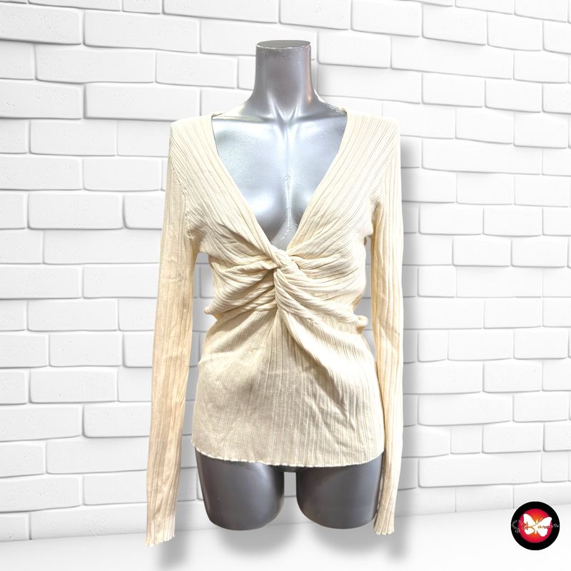 **HOY** Jersey de manga larga canalé con nudo MANGO Talla XL (pequeña)