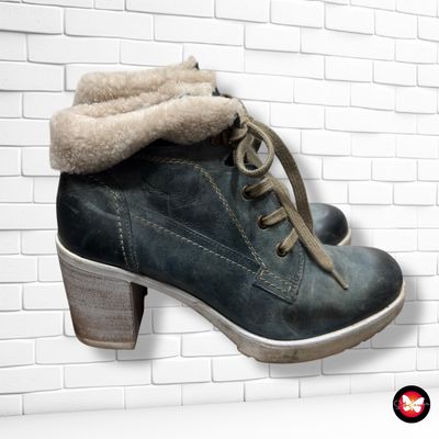 **HOY** Botines de piel con tacón y borreguito T39