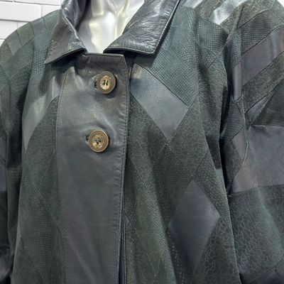 **HOY** Chaquetón vintage de ante y piel Talla 38 (grande)