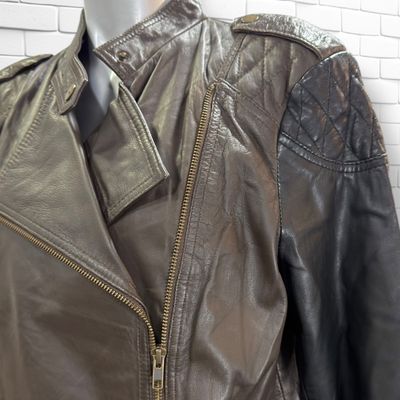 **HOY** Cazadora de piel bicolor MANGO Talla L