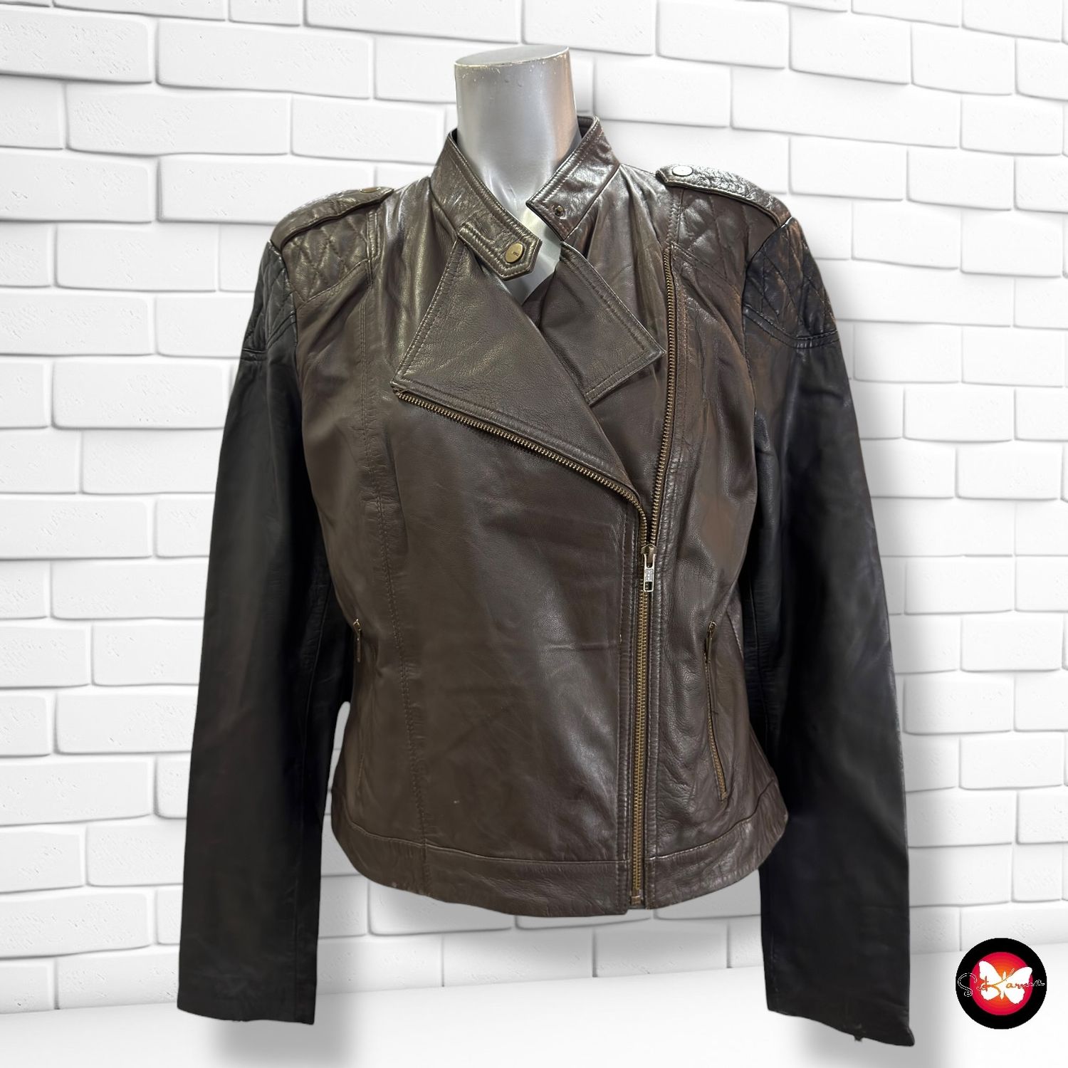 **HOY** Cazadora de piel bicolor MANGO Talla L