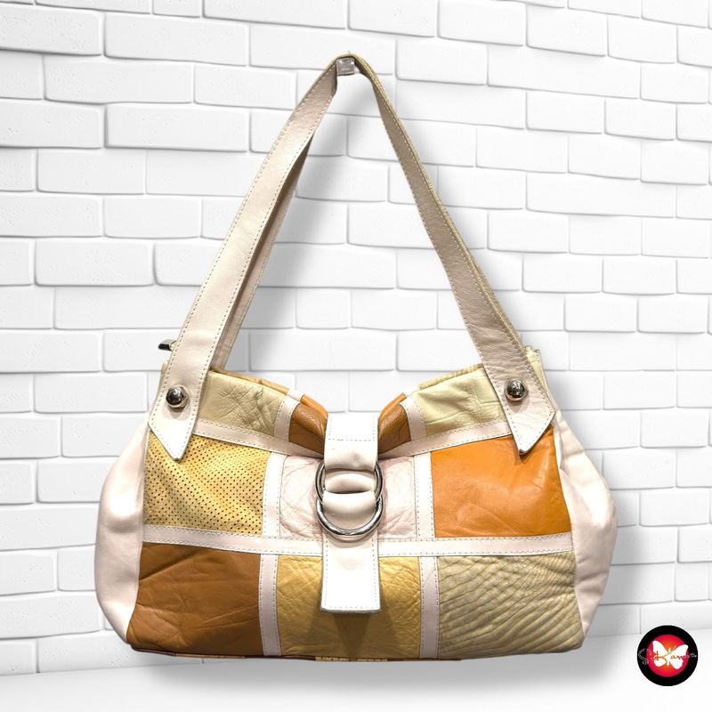 Bolso de hombro de piel de cuadros