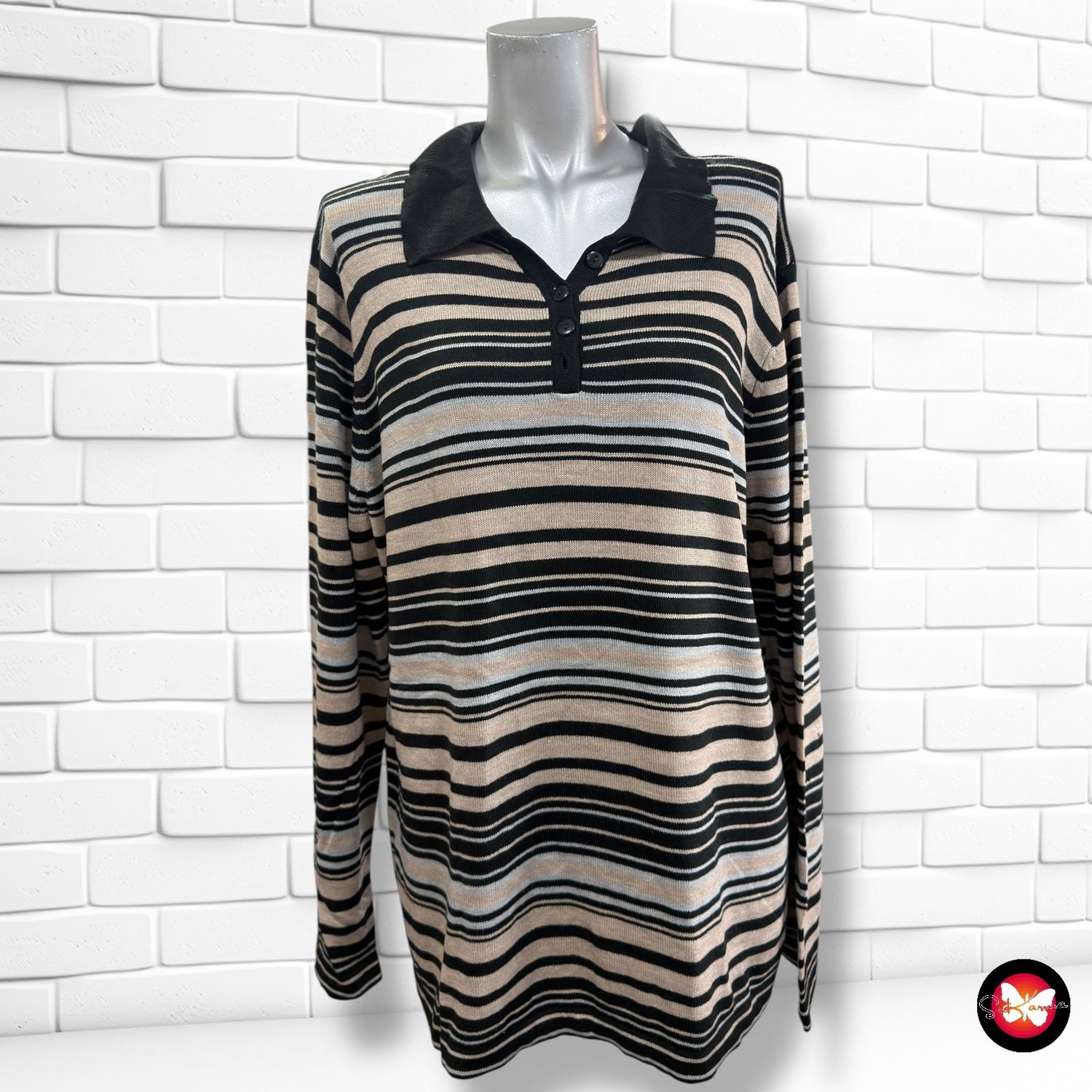 **HOY** Jersey de manga larga de rayitas Talla XXL