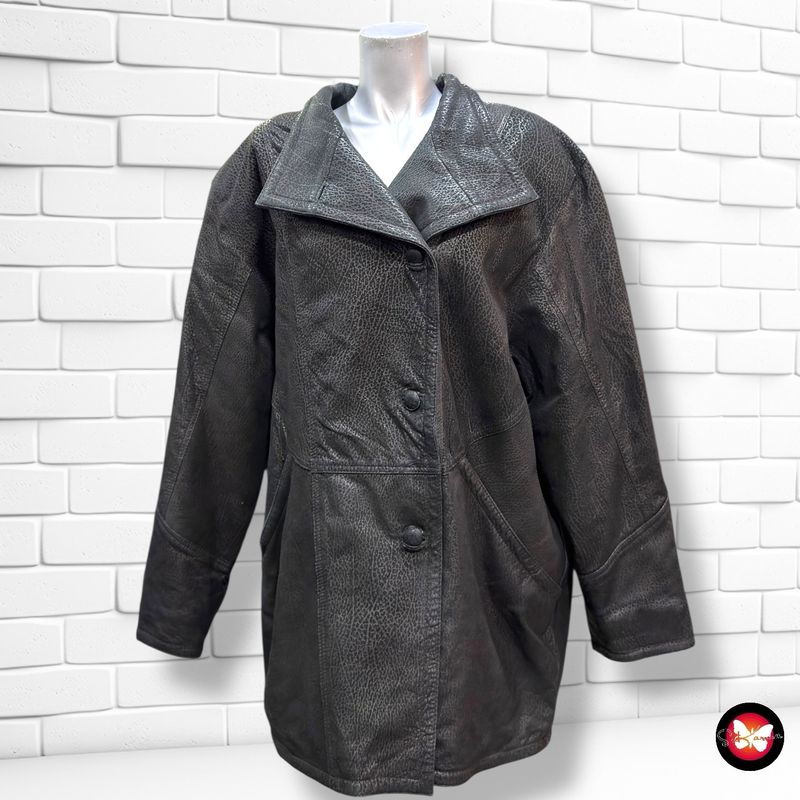 Chaquetón vintage de piel y ante Talla 3XL