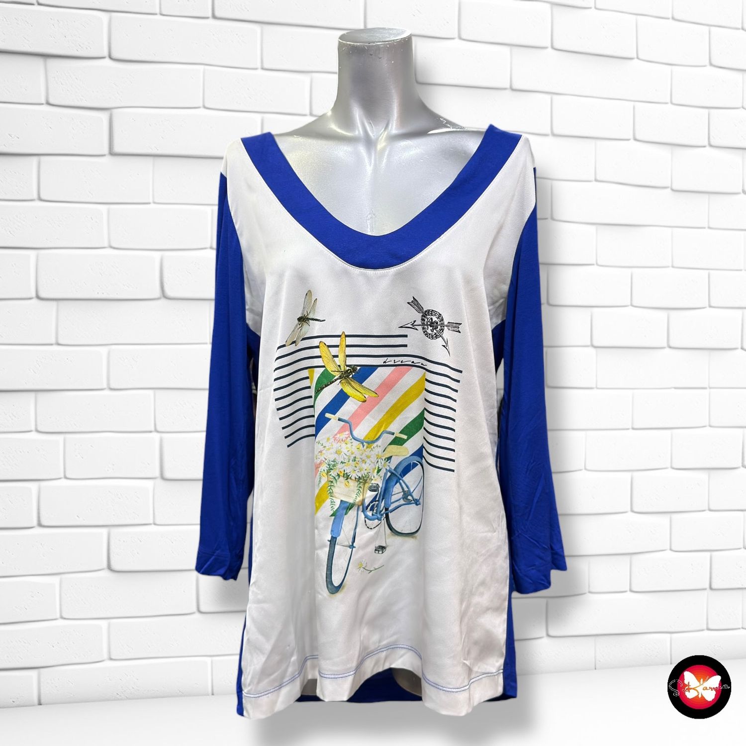 **HOY** Blusa de media manga con frente sedoso Talla L