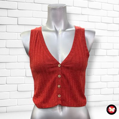 **HOY** Jersey cropped sin manga canalé STRADIVARIUS Talla S