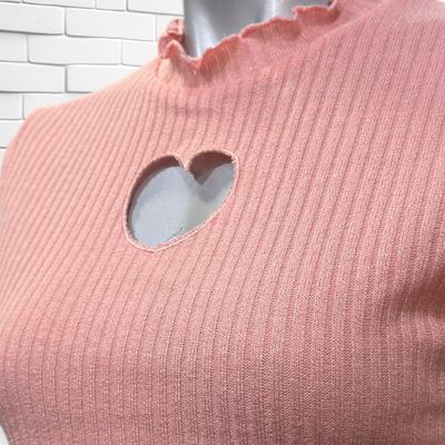 **HOY** Jersey cropped de manga corta con corazón SHEIN Talla S