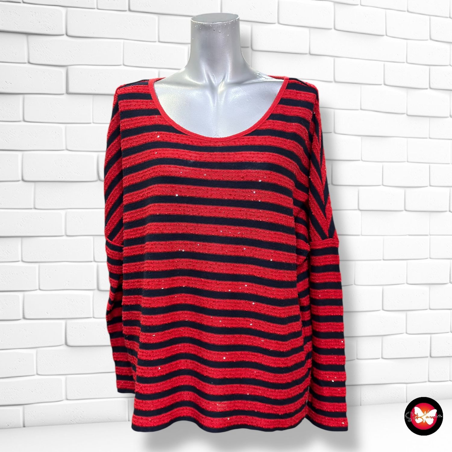 **HOY** Jersey de manga larga de rayas con lentejuelas ONLY Talla L