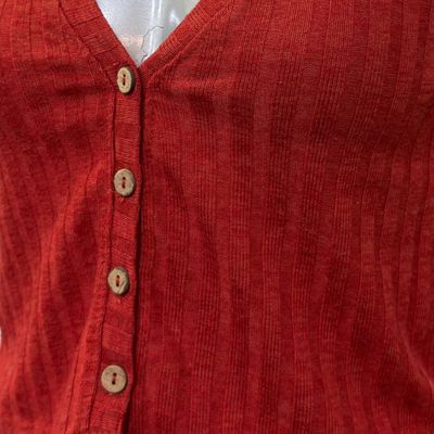 **HOY** Jersey cropped sin manga canalé STRADIVARIUS Talla S