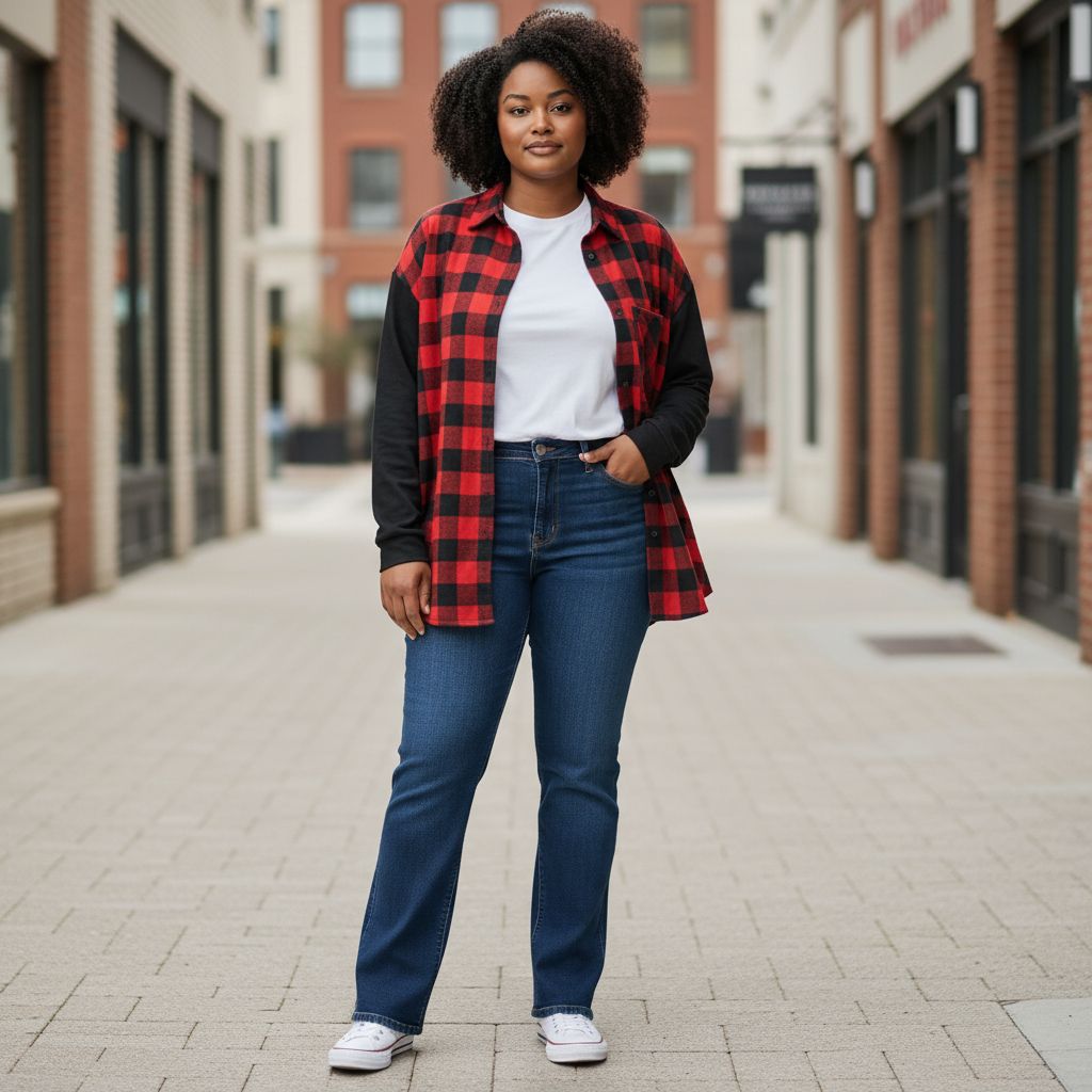 Camisa de manga larga de cuadros FB SISTER Talla L (grande)