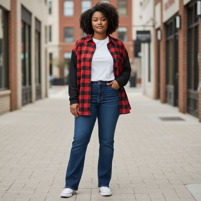 Camisa de manga larga de cuadros FB SISTER Talla L (grande)