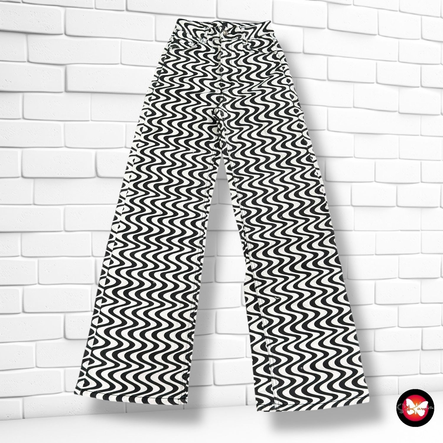 **HOY** Pantalón vaquero ancho de pierna estampado DIVIDED Talla 34 (pequeña)