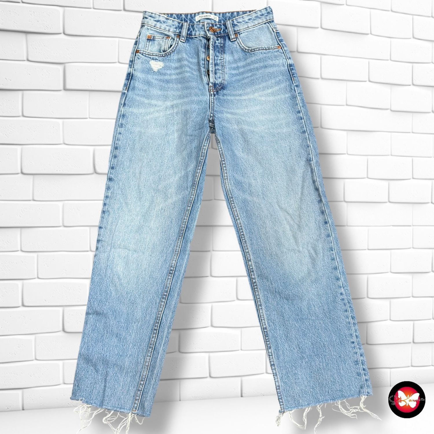 **HOY** Pantalón vaquero ancho de pierna PULL&amp;BEAR Talla 34