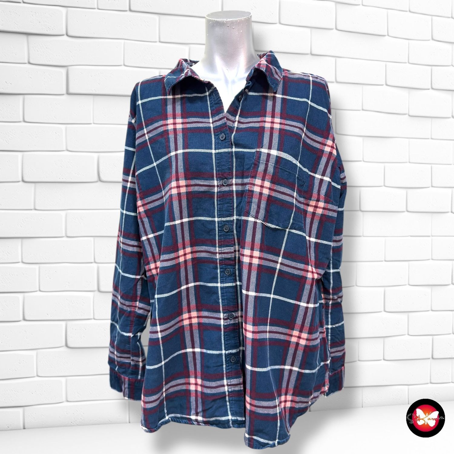 Camisa de pana de cuadros MULTIBLU Talla 46