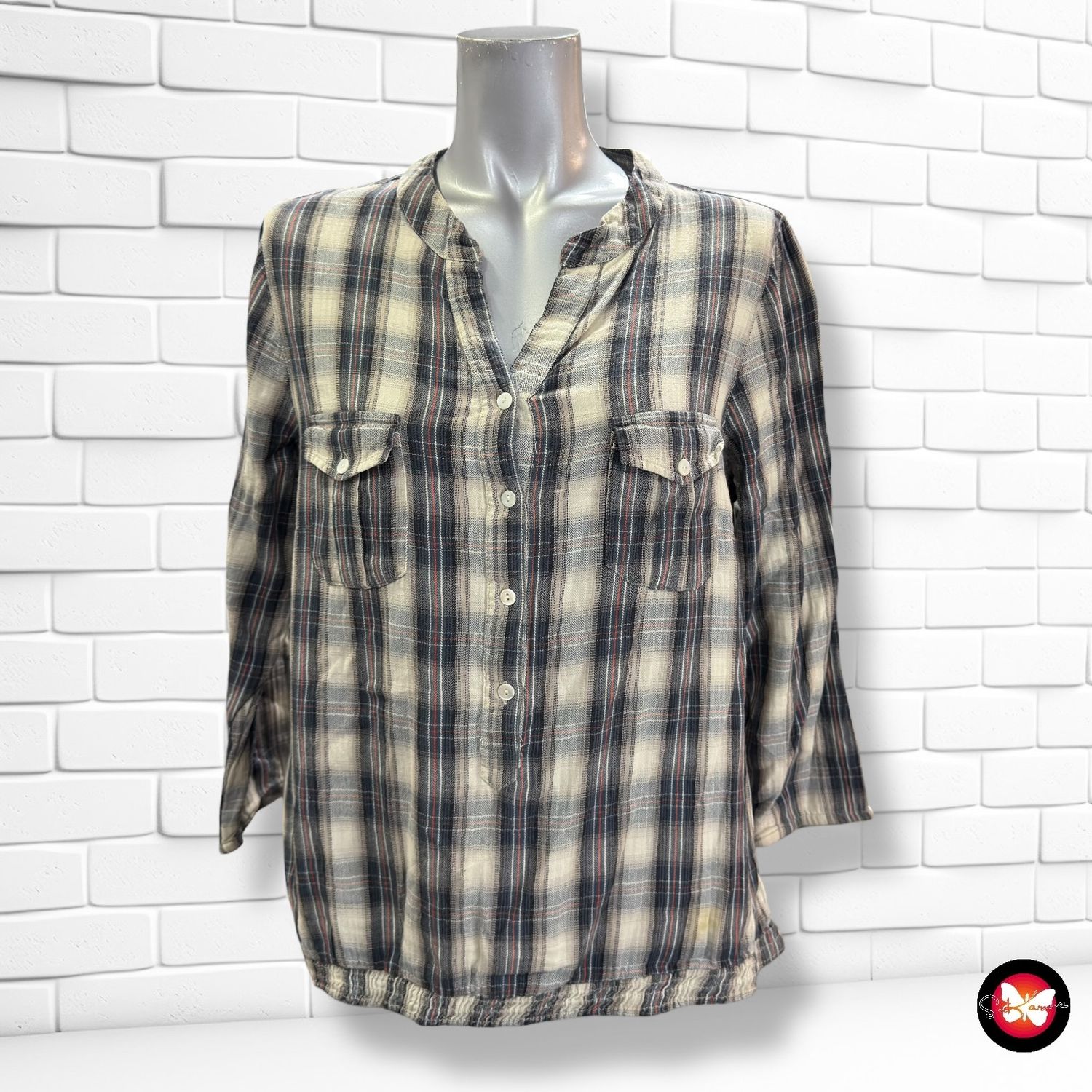 **HOY** Blusa de media manga de cuadros SPRINGFIELD Talla 40