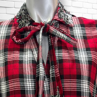 **HOY** Camisa de manga larga de cuadros con pedrería ZARA TRAFALUC Talla S