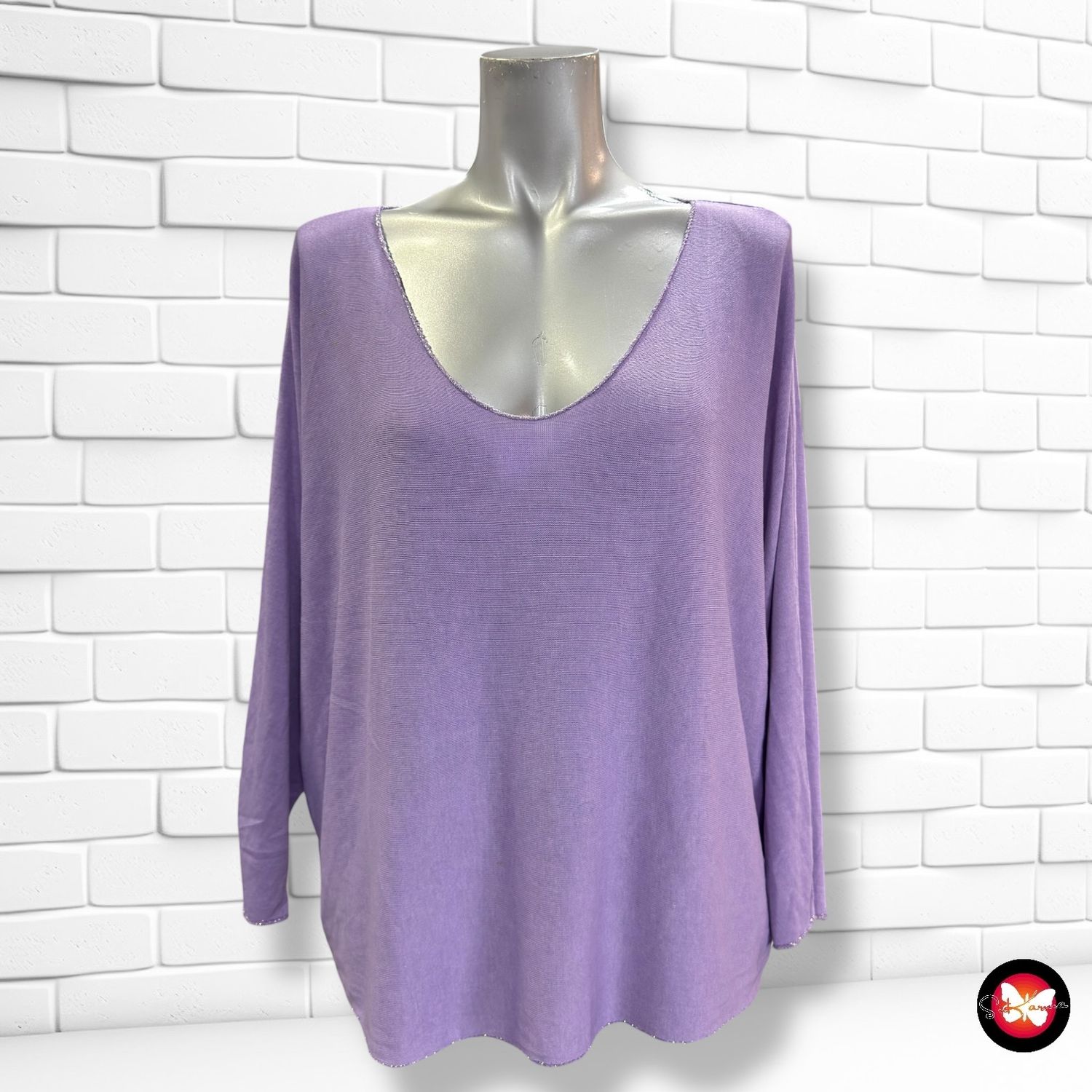 **HOY** Jersey corte mariposa con borde de brillo Talla Única